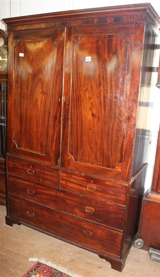 19th century mahogany wardrobe(-)